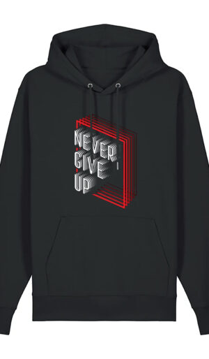 Never Give up Μπλούζα Φούτερ με κουκούλα